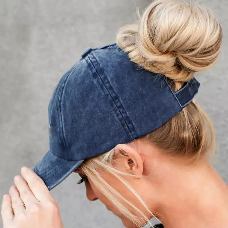 Eohak Ponytail Baseball Hat Distressed Retro Washed Womens Twill - Image 3